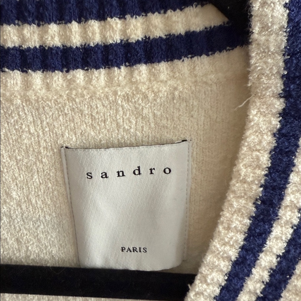 Sandro Paris Vanille S84 Varsity-Style Cardigan Sz 1 - Picture 2 of 11